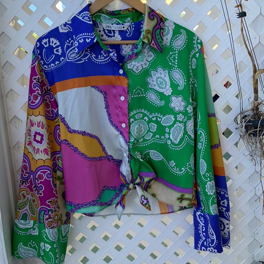 Zara NWT Paisley Satin Short Set